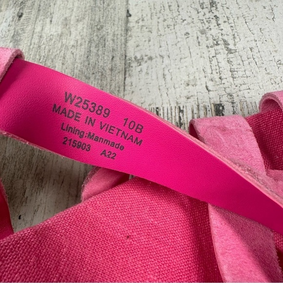 New Cole Haan Crystal Pink Neon Suede Wedge Sandals #195 - Picture 10 of 12